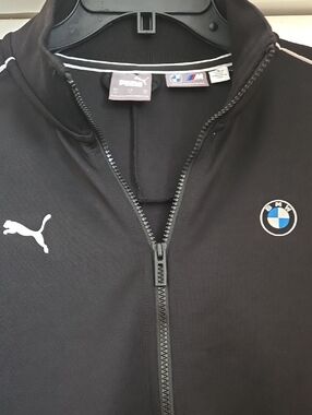 BMW Black Puma Zip-Front Track Jacket with White Logos